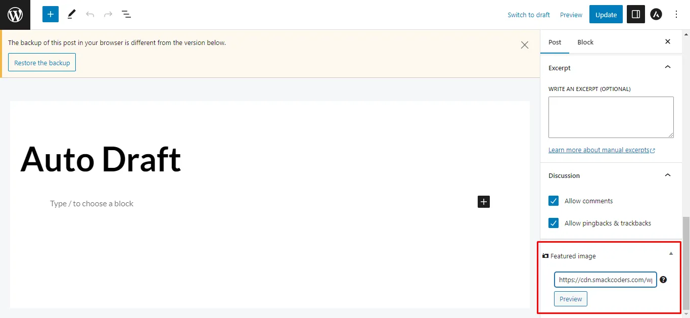 add url in featured image wordpress posts 1