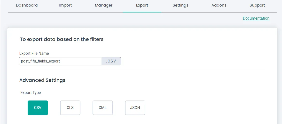 configure export file type filename 3