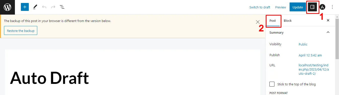 post edit view settings tab 2