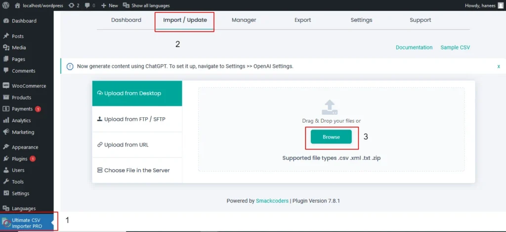 polylang import and export browse the CSV