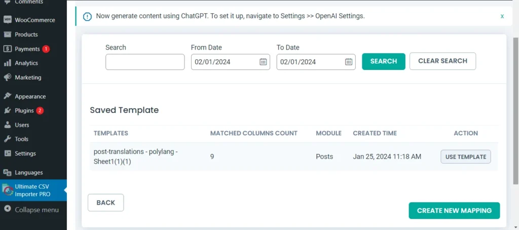 polylang import and export create new mapping