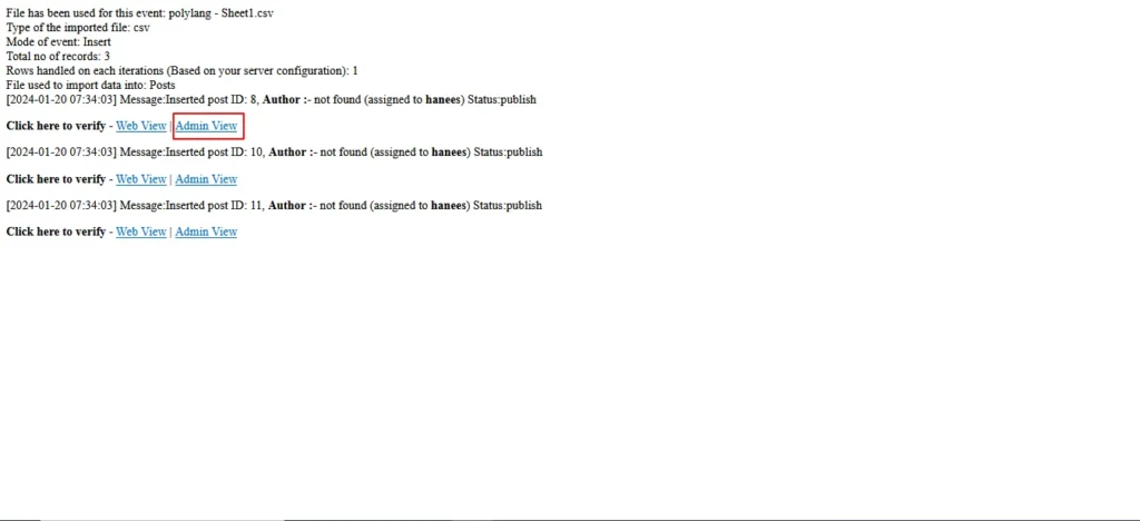 polylang import posts view log