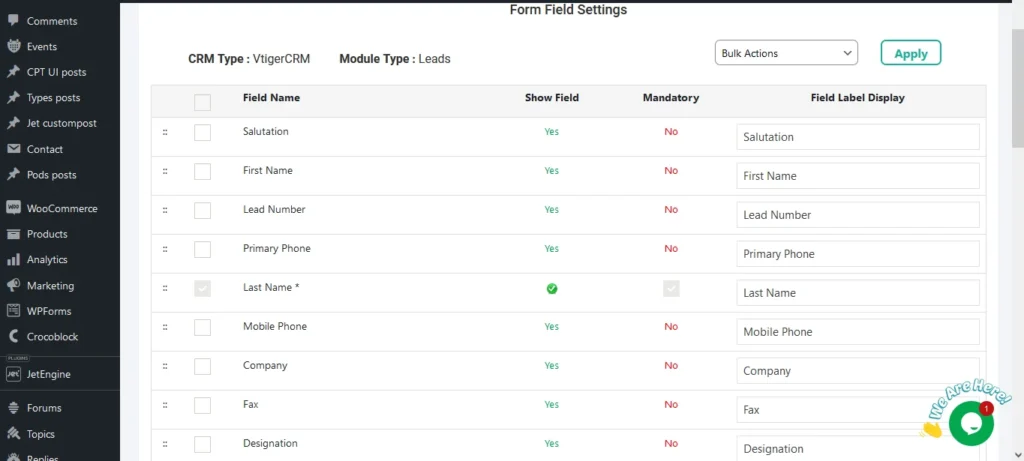 Wp Leads Builder edit form