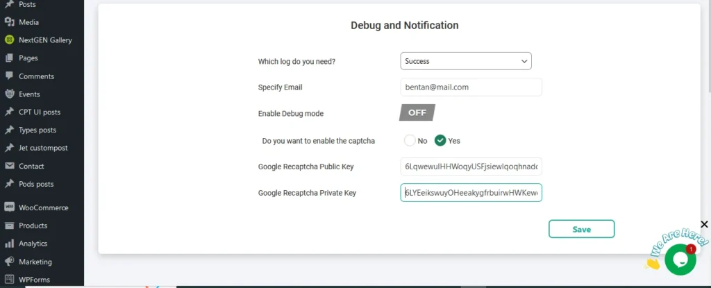 Wp Leads builder form settings