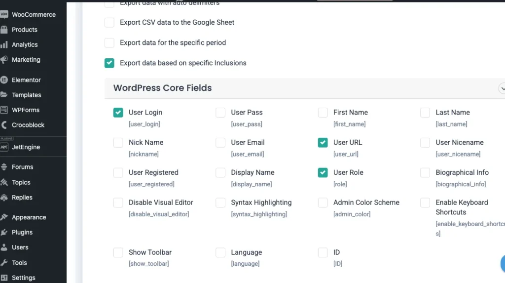 export-filter-users