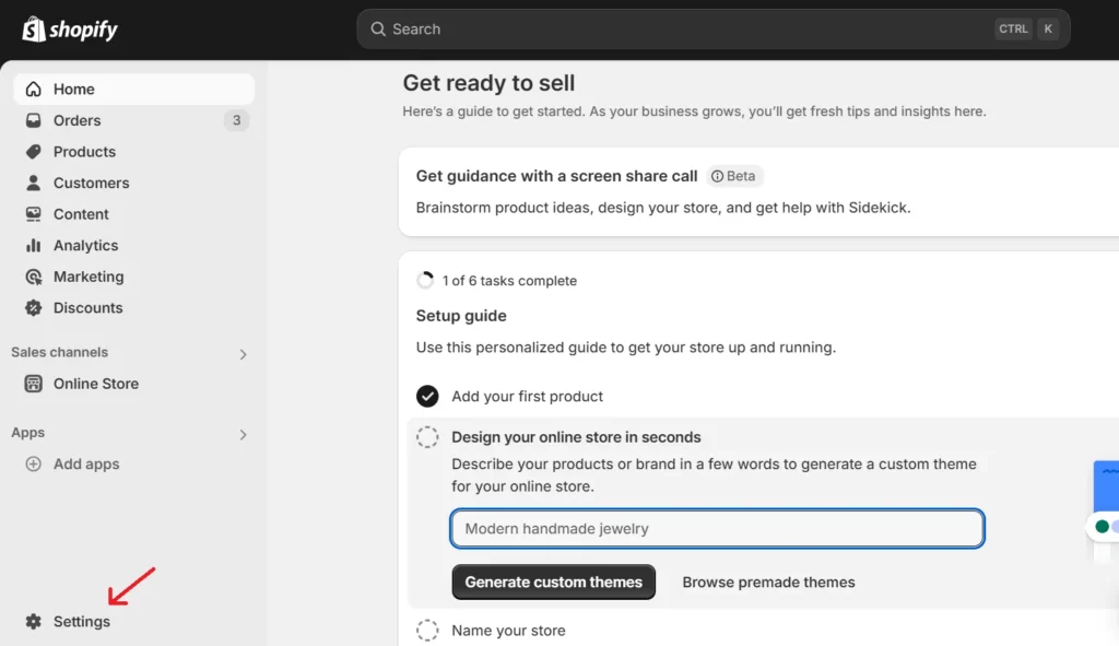 shopify-settings