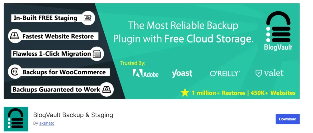 backup stagging blogvault plugin