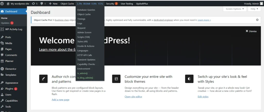 wordpress performance dashboard