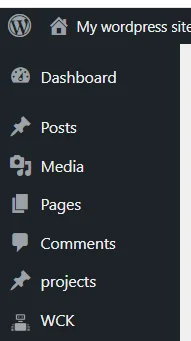 wordpress-dashboard-with-projects-menu