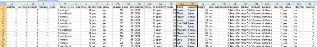 WooCommerce-product-CSV-spreadsheet-stock-price-download-columns-view