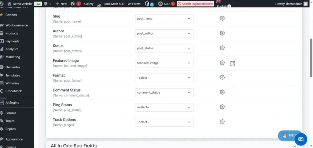 WordPress-CSV-import-core-fields-slug-author-status-mapping-screen