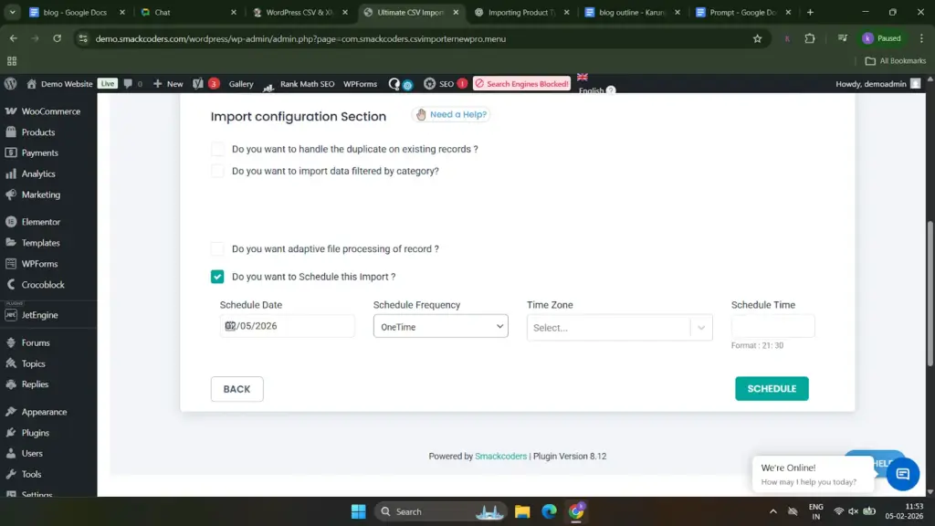 WordPress-CSV-import-schedule-import-settings-screen